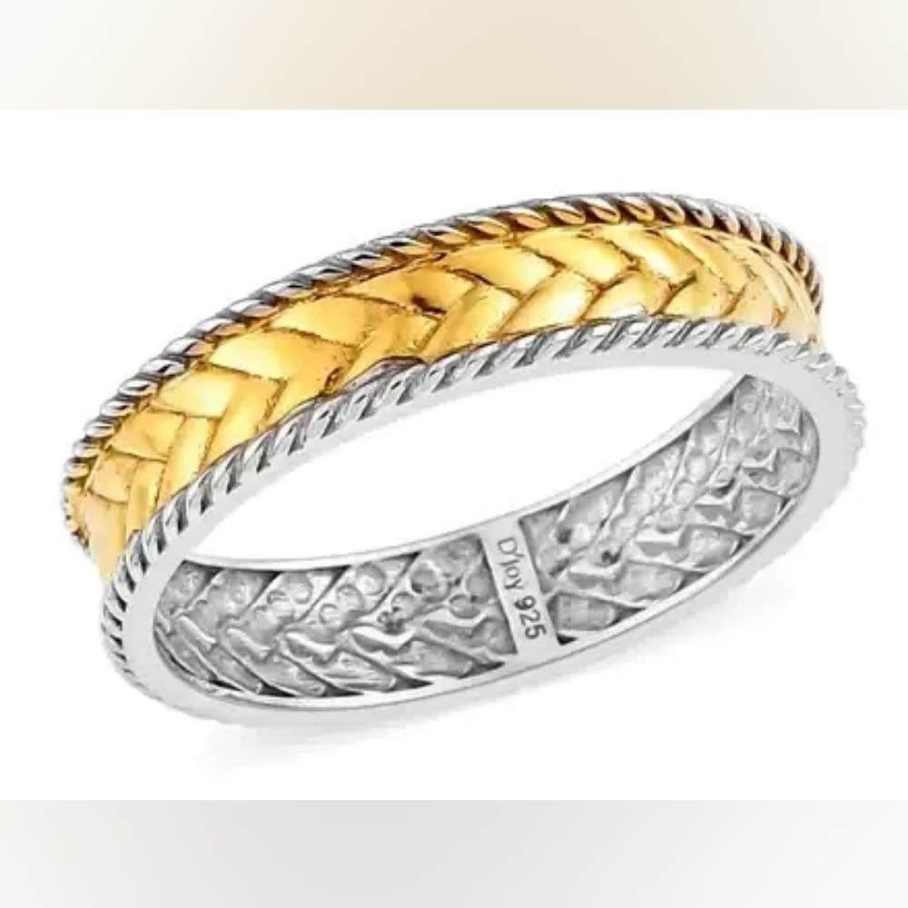 14K Yellow Gold and Sterling Silver Men's Ring